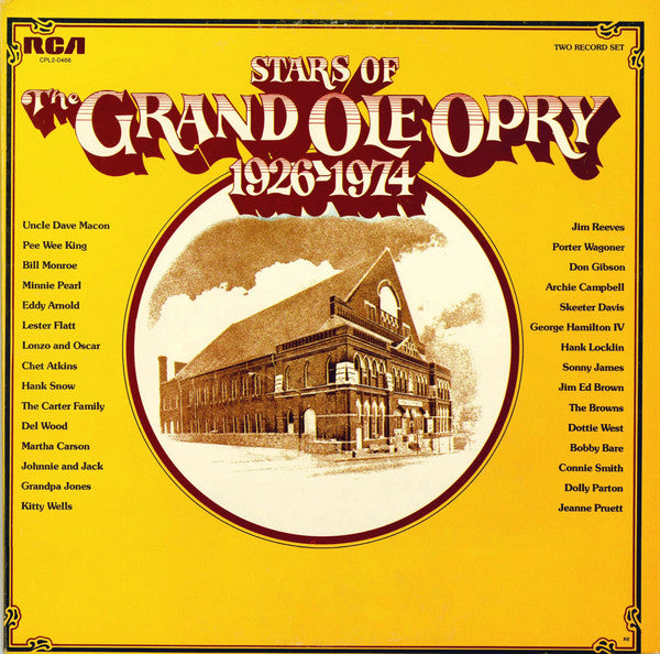 Various : Stars Of The Grand Ole Opry 1926-1974 (2xLP, Comp, RE, Bla)