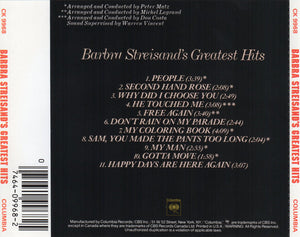 Barbra Streisand : Barbra Streisand's Greatest Hits (CD, Comp, RE, RM)