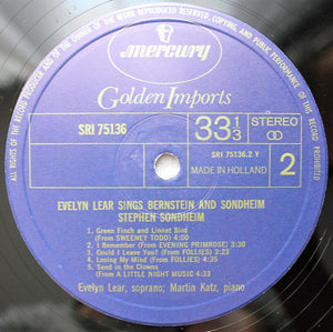 Evelyn Lear : Evelyn Lear Sings Sondheim And Bernstein (LP, Album)