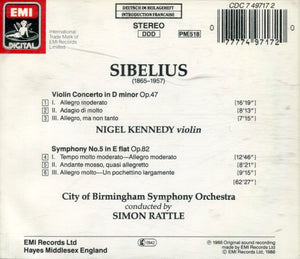 Sibelius*, Simon Rattle*, Nigel Kennedy, City Of Birmingham Symphony Orchestra : Symphony No.5 / Violin Concerto (CD, Album)