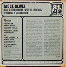Laden Sie das Bild in den Galerie-Viewer, Mose Allison : Mose Alive! (LP, Album)
