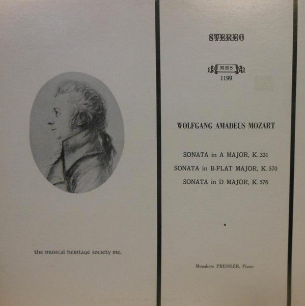 Menahem Pressler - Wolfgang Amadeus Mozart : Piano Sonatas, K 331, 570 & 576 (LP, Album)