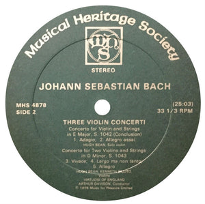 Johann Sebastian Bach /  Hugh Bean, Kenneth Sillito, Virtuosi Of England*, Arthur Davison : Double Concerto In D Minor, S. 1043 / Concerto In A Minor, S. 1041 / Concerto In E Major, S. 1042 (LP, RE)
