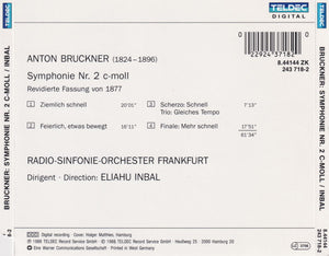 Anton Bruckner - Radio-Sinfonie-Orchester Frankfurt, Eliahu Inbal : Symphony No. 2 (CD, Album)