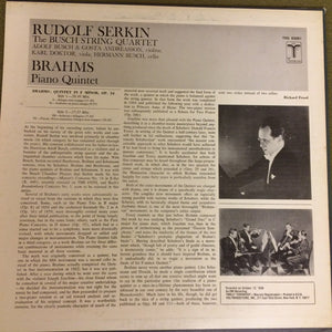 Brahms*, Rudolf Serkin, The Busch String Quartet* : Piano Quintet (LP, Album)