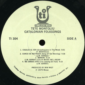 Tete Montoliu : Catalonian Folksongs (Solo Piano) (LP, Album)