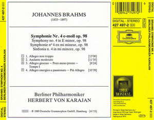 Brahms*, Berliner Philharmoniker, Herbert von Karajan : Symphonie No. 4 (CD, Album)