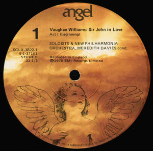 Vaughan Williams* / New Philharmonia Orchestra, Meredith Davies, Raimund Herincx, John Alldis Choir : Sir John In Love [Premiere Recording] (3xLP, Box)