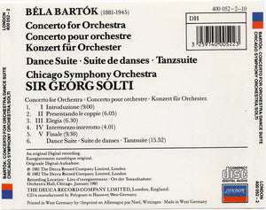 Béla Bartók / Chicago Symphony Orchestra / Sir Georg Solti* : Concerto For Orchestra / Dance Suite (CD, Album)