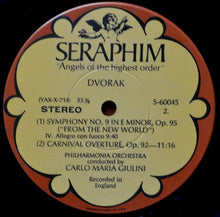 Load image into Gallery viewer, Carlo Maria Giulini, Dvořák*, Philharmonia Orchestra : Symphony "From The New World" (No. 9 In E Minor - Old No. 5) / Carnival Overture (LP, Album)
