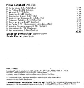Schubert* - Elisabeth Schwarzkopf, Edwin Fischer : Lieder (CD, Album, Mono, RE, RM)