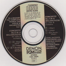 Load image into Gallery viewer, W.A. Mozart* : Jean-Jacques Kantorow / Leopold Hager / Netherlands Chamber Orchestra : Concertos For Violin Nos. 3 &amp; 5 (CD, Album)
