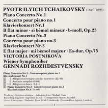 Load image into Gallery viewer, Pyotr Ilyich Tchaikovsky, Victoria Postnikova, Vienna Symphony*, Gennadi Rozhdestvensky : Piano Concertos Nos. 1 &amp; 3 (CD, Album, RP)
