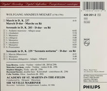 Charger l&#39;image dans la galerie, Mozart* / Iona Brown / Sir Neville Marriner : Serenade KV 239 &quot;Serenata Notturna&quot; / Serenade KV 203 / March KV 237 (CD, Album)
