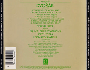 Dvořák*, Sergiu Luca, Saint Louis Symphony Orchestra, Leonard Slatkin : Violin Concerto; Romance, Mazurek (CD, Album, Tar)