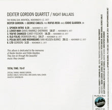 Laden Sie das Bild in den Galerie-Viewer, Dexter Gordon : Night Ballads Montreal 1977 (CD, Album)
