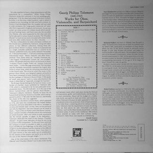 Georg Philipp Telemann / Paul Dombrecht - Wieland Kuijken - Robert Kohnen : Georg Philipp Telemann - Works for Oboe, Violincello, and Harpsichord (LP, Album)