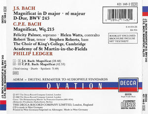 Johann Sebastian Bach, Carl Philipp Emanuel Bach, Felicity Palmer • Helen Watts • Robert Tear • Stephen Roberts (2) • The King's College Choir Of Cambridge • The Academy Of St. Martin-in-the-Fields • Philip Ledger : Magnificat (CD, Album, RM)