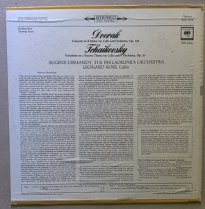 Dvořák* / Tchaikovsky* - Leonard Rose, Eugene Ormandy, Philadelphia Orchestra* : Cello Concerto / Variations On A Rococo Theme (LP, RE)