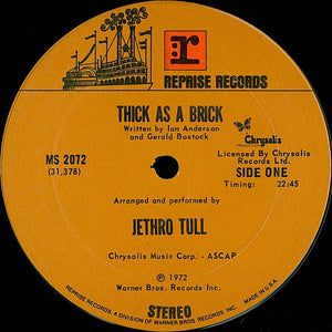 Jethro Tull : Thick As A Brick (LP, Album, Gat)