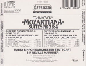 Pyotr Ilyich Tchaikovsky, Sir Neville Marriner, Radio-Sinfonieorchester Stuttgart : "Mozartiana" Suites No. 3 & 4 (CD, Album)