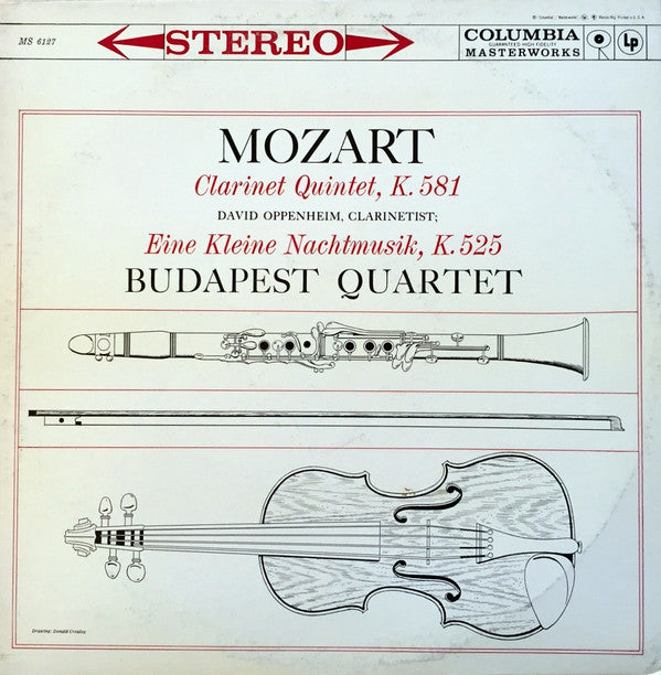 Budapest String Quartet : Mozart: Quintet For Clarinet And Strings In A Major/Eine Kleine Nachtmusik (LP, RE, RP)