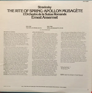 Stravinsky*, Ernest Ansermet, L'Orchestre De La Suisse Romande : The Rite Of Spring-Apollon Musagate (LP, Comp, RP)