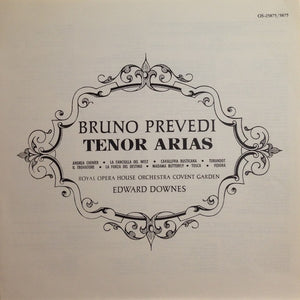 Bruno Prevedi, Royal Opera House Orchestra Covent Garden*, Edward Downes : Tenor Arias (LP, Mono)