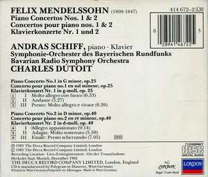 András Schiff, Charles Dutoit, Mendelssohn*, Bavarian Radio Symphony Orchestra* : Piano Concertos Nos. 1 & 2 = Klavierkonzerte Nr. 1 u. 2 (CD, Album)