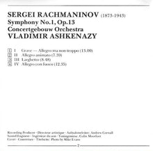 Load image into Gallery viewer, Rachmaninov*, Concertgebouw Orchestra* / Vladimir Ashkenazy : Symphony No.1 (CD)
