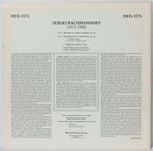 Martha Naset, Sergei Vasilyevich Rachmaninoff : Rhapsody on a Theme of Paganini, Op. 43 - Piano Sonata No. 2 in B-flat Minor, Op. 36 (LP, Album)