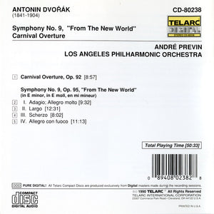 Dvořák* - André Previn, Los Angeles Philharmonic Orchestra : Symphony No. 9 In E Minor, Op. 95 «From The New World» · Carnival Overture, Op. 92 (CD)