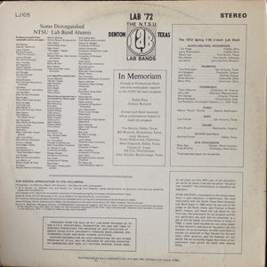 The North Texas State University Lab Band, Leon Breeden : Lab '72 (2xLP, Album, M/Print, Gat)