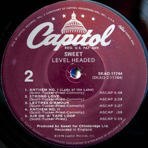 Sweet* : Level Headed (LP, Album, Los)