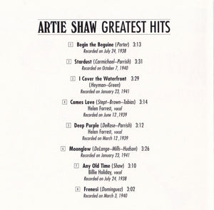 Artie Shaw : Greatest Hits (CD, Comp)