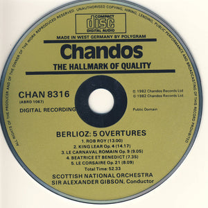 Berlioz*, Scottish National Orchestra*, Alexander Gibson : 5 Overtures (CD, Album)
