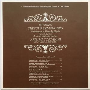 Toscanini*, NBC Symphony Orchestra, Brahms* : The Four Symphonies And "Haydn" Variations · Tragic Overture · Academic Festival Overture (4xLP, Comp, Mono, RE + Box)