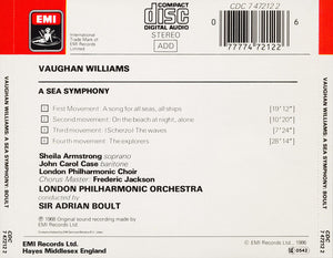 Vaughan Williams* • Sir Adrian Boult • Sheila Armstrong • John Carol Case • London Philharmonic Choir • London Philharmonic Orchestra : A Sea Symphony (CD, RE)