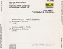 Laden Sie das Bild in den Galerie-Viewer, Moussorgsky* - Lorin Maazel, The Cleveland Orchestra : Pictures At An Exhibition • Night On Bald Mountain (CD, Album)
