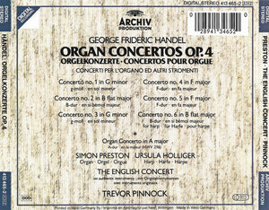 George Frideric Handel*, Simon Preston, The English Concert, Trevor Pinnock : Organ Concertos Op. 4 (2xCD, Album)