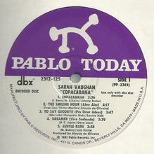 Load image into Gallery viewer, Sarah Vaughan : Copacabana (LP, Album, DBX)
