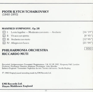 Tchaikovsky*, Riccardo Muti, Philharmonia Orchestra : Manfred Symphony (CD, RE)