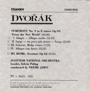 Dvořák* - Scottish National Orchestra* Conducted By Neeme Järvi : Symphony No.9 In E Minor Op.95 "From The New World" / My Home Overture Op.62 (CD)