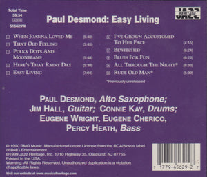 Paul Desmond : Easy Living (CD, Album)
