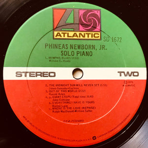 Phineas Newborn, Jr.* : Solo Piano (LP, Album, RI)