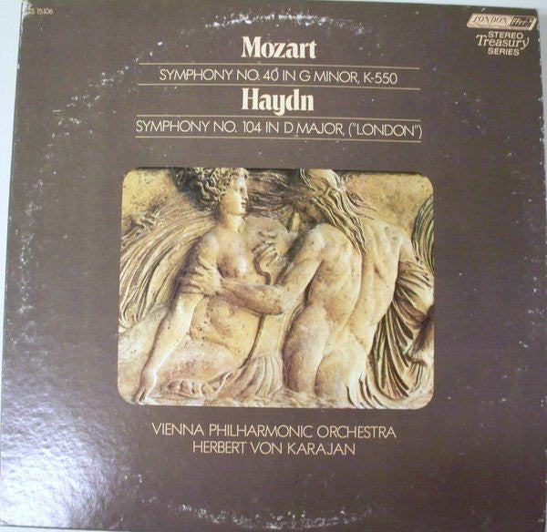 Mozart* / Haydn* - Vienna Philharmonic*, Herbert Von Karajan : Mozart Symphony In G Minor, K. 550 / Haydn Symphony In D Major, No. 104 (LP, Album, RE)