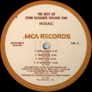 John Klemmer : Mosaic - The Best Of John Klemmer Volume One (2xLP, Comp)