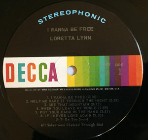 Loretta Lynn : I Wanna Be Free (LP, Album, Club)