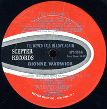 Laden Sie das Bild in den Galerie-Viewer, Dionne Warwick : I&#39;ll Never Fall In Love Again (LP, Album, Mon)
