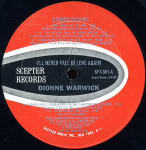 Dionne Warwick : I'll Never Fall In Love Again (LP, Album, Mon)